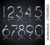 Set of shiny diamond digits with reflections - eps10 vector