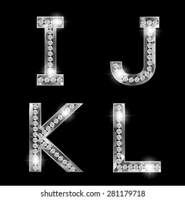set of shiny diamond letters, luxury bright alphabets, vintage classic elegance vector illustration