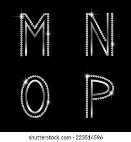 Set of shiny diamond letters, vector illustration.