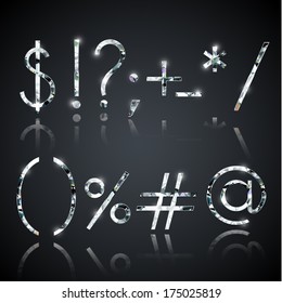 Set of shiny diamond signs with reflections - eps10 vector