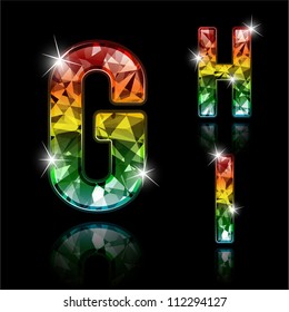 Set of shiny diamond spectrum colored characters