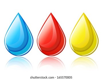 Set of shiny droplets of different colors