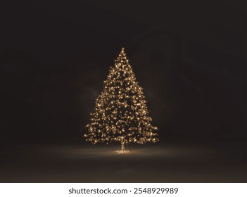 Set of shiny dust gold light Christmas tree.	
