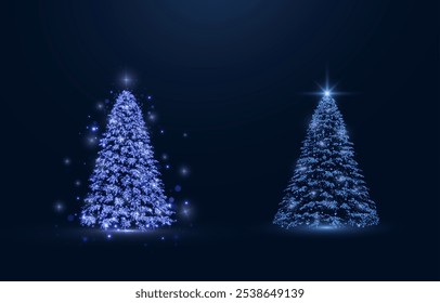 Set of shiny dust light Christmas tree. Color white, blue, green, gold, red.	