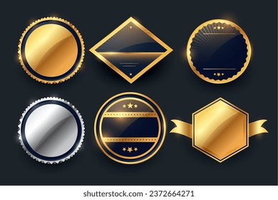 set of shiny and empty badge label element banner design vector