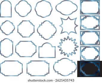 A set of shiny frames in various shapes