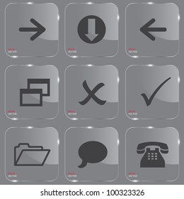 Set of shiny glass web buttons vector illustration