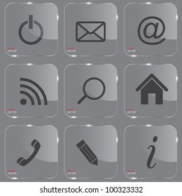 Set of shiny glass web buttons vector illustration