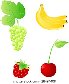 Set of shiny gloss fruits and berry