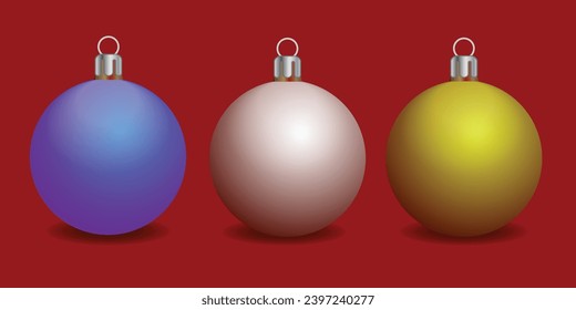 Set of shiny, glowing Christmas balls. Exclusive items, and highly rendered work for the upcoming Christmas.