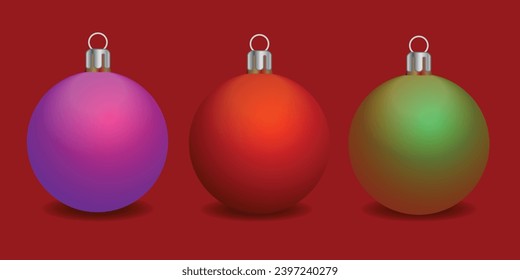 Set of shiny, glowing Christmas balls. Exclusive items, and highly rendered work for the upcoming Christmas.