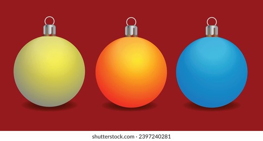 Set of shiny, glowing Christmas balls. Exclusive items, and highly rendered work for the upcoming Christmas.