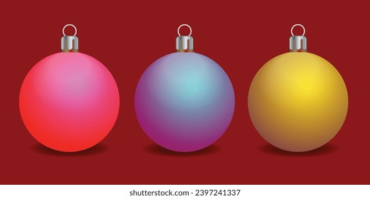 Set of shiny, glowing Christmas balls. Exclusive items, and highly rendered work for the upcoming Christmas.