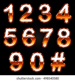 Set of Shiny Gold Numbers Isolated on Black. 3D Vector Rendering Modern Design