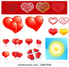 set of shiny hearts