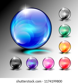 Set of shiny multi color round backgrounds with space for your text. Vector illustration.