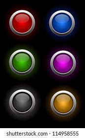 set of shiny neon glass buttons for rollover effects