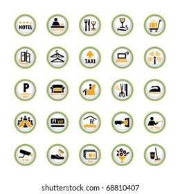 Set Of Shiny Pictogram Buttons For Hospitality Industry