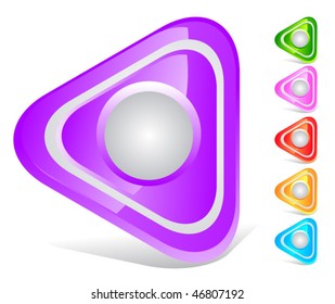 Set of shiny plastic arrow buttons. Vector