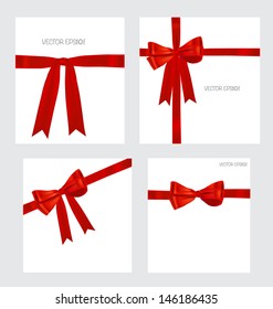 Set of Shiny red ribbons and beautiful gifts. Vector illustration.