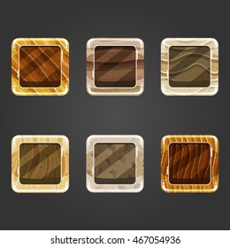 Set of shiny sand  square button. Illustration for game design.