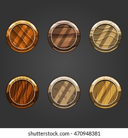 Set of shiny sand  square button. Illustration for game design.