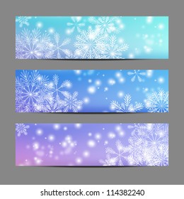 Set Of Shiny Snowflake Banners