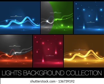 Set of shiny space energy design templates. Abstract backgrounds with copyspace