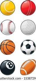 Set of shiny sports ball icons