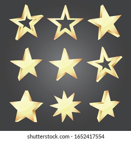 Set of shiny star icons in different style