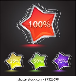 Set of shiny star icons in different color. Professional vector icons.