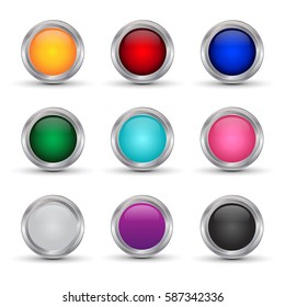 set of shiny web buttons or background with shadow on white background, vector illustration