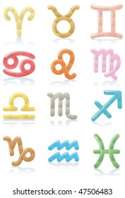 Set of shiny zodiac symbols