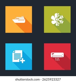 Añadir nueva Establecer el envío, el aire acondicionado, el archivo y el icono. Vector