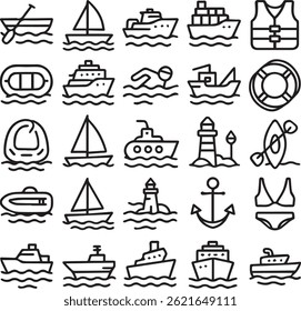 set of ship, boat icons