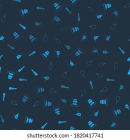 Set Ship, Gallows rope loop hanging, Bottle with message water and Spyglass telescope lens on seamless pattern. Vector.