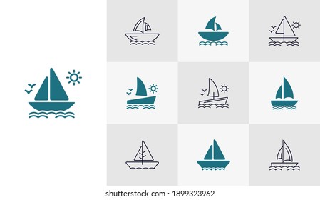 Set of Ship icon vector template, Travel design icon concepts, Creative design