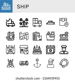 Set of ship icons such as Yacht, Delivered, Booster, Delivery, Logistics, Pirate ship, Treasure map, Shipping, Insurance, Summer, Captain, Viking, Oil truck, Anchor, Sailor , ship