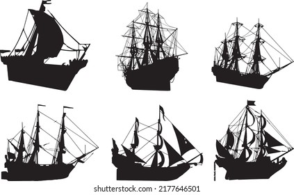 The set of Ship silhouette collection