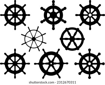 Set of Ship Wheels Silhouette