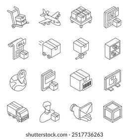 Conjunto de iconos planos de envío

