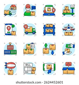 Set of Shipment Flat Icons