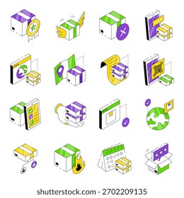 Conjunto de iconos isométricos de envío