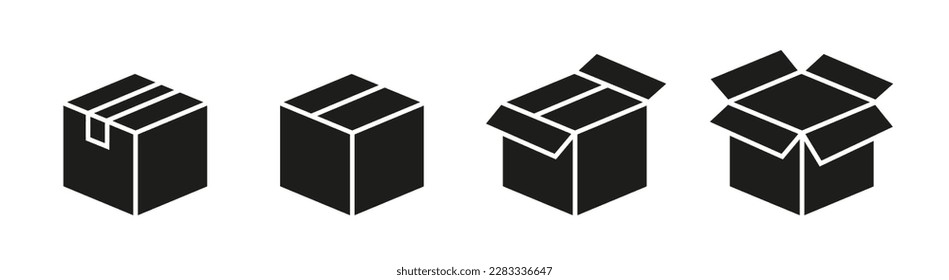 Set of shipping, delivery box or container icons. Vector 10 eps.