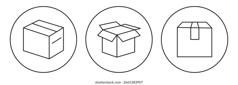 Conjunto de iconos de envío, caja de entrega o contenedor. conjunto de iconos de caja vacía. eps 10
