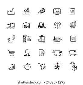 Set of shipping delivery icons. Vector elements. Can use for your design, interface, website, infographic and etc. Prepared for use in any size on different devices. EPS10.