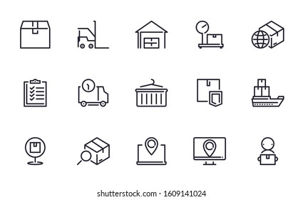 Set of Shipping, Logistics, Delivery vector icon illustration