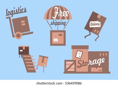 set of shipping logistics icons