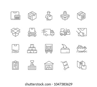 Set of Shipping outline icons isolated on white background.