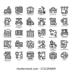 Set of shipping thin line and pixel perfect icons for any web and app project. 